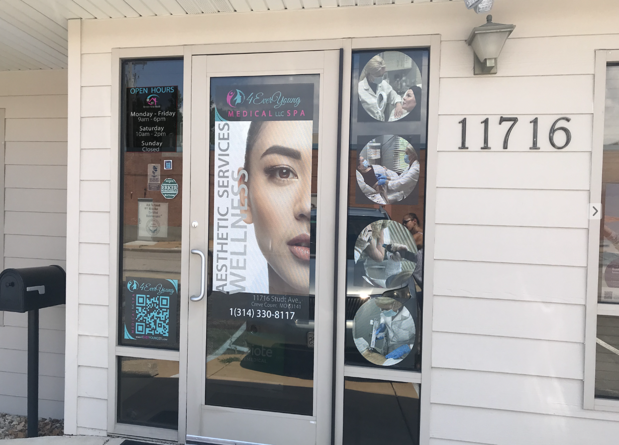 Ganna Sheyko_ Facade Medical Spa st Louis MO affordabl perforatred wind9ow signs_Anna Art Design _ customized